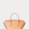 Luonnolliset naisten Ralph Lauren -nastalliset Vachetta Medium Bellport -laukut Luonnolliset naisten Ralph Lauren -nastalliset Vachetta Medium Bellport -laukut