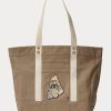 Madison Tan naisten Ralph Lauren Canvas Medium Polo Bear Kangaskassit Madison Tan naisten Ralph Lauren Canvas Medium Polo Bear Kangaskassit