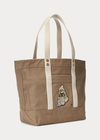 Madison Tan naisten Ralph Lauren Canvas Medium Polo Bear Kangaskassit