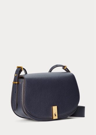 Midnight Navy naisten Ralph Lauren Polo ID nahkaiset satulalaukut