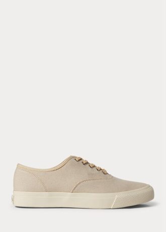Miesten beigenväriset Ralph Lauren Canvas -lenkkarit Miesten beigenväriset Ralph Lauren Canvas -lenkkarit