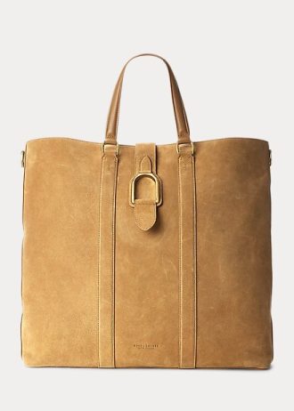 Miesten khakiväriset Ralph Lauren Welingtonin vasikan mokkanahkalaukut