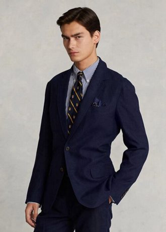 Miesten laivaston Ralph Lauren Polo pehmeät pellavapuvut Miesten laivaston Ralph Lauren Polo pehmeät pellavapuvut