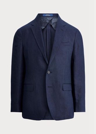Miesten laivaston Ralph Lauren Polo pehmeät pellavapuvut Miesten laivaston Ralph Lauren Polo pehmeät pellavapuvut