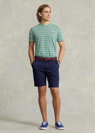 Miesten laivastonruskeat Ralph Laurenin räätälöidyt joustavat Twill-shortsit