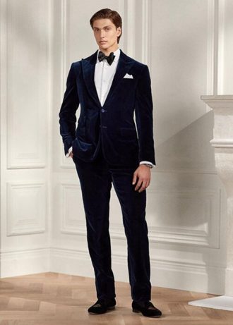 Miesten laivastonväriset Ralph Lauren Gregory Velvet -muodolliset housut Miesten laivastonväriset Ralph Lauren Gregory Velvet -muodolliset housut