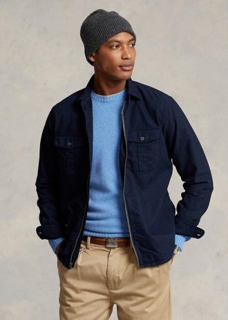 Miesten laivastonväriset Ralph Lauren -vaatevärjätut Oxford Overshirt -takit Miesten laivastonväriset Ralph Lauren -vaatevärjätut Oxford Overshirt -takit