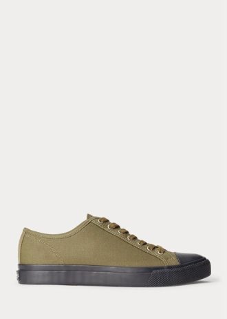 Miesten oliivi Ralph Lauren Canvas -lenkkarit Miesten oliivi Ralph Lauren Canvas -lenkkarit