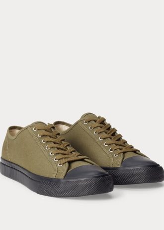 Miesten oliivi Ralph Lauren Canvas -lenkkarit Miesten oliivi Ralph Lauren Canvas -lenkkarit