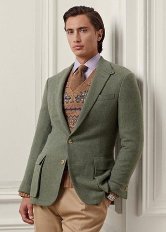 Miesten oliivi Ralph Lauren Kentin käsintehdyt Cashmere Sport Blazerit Miesten oliivi Ralph Lauren Kentin käsintehdyt Cashmere Sport Blazerit