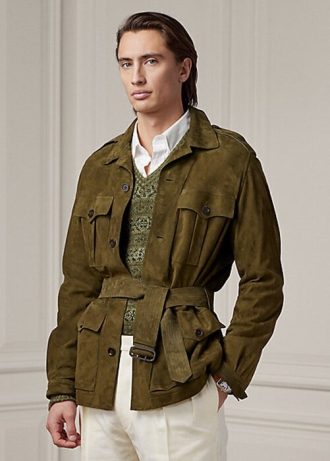 Miesten oliivi Ralph Lauren -mokkanahkaiset vyötakit Miesten oliivi Ralph Lauren -mokkanahkaiset vyötakit