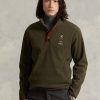 Miesten oliivi Ralph Lauren Polo Bear Harjattu fleece-villapusero Miesten oliivi Ralph Lauren Polo Bear Harjattu fleece-villapusero