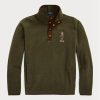 Miesten oliivi Ralph Lauren Polo Bear Harjattu fleece-villapusero Miesten oliivi Ralph Lauren Polo Bear Harjattu fleece-villapusero