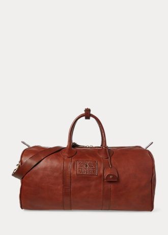 Miesten suklaahousut Ralph Lauren Heritage -nahkaiset duffle-laukut