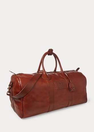 Miesten suklaahousut Ralph Lauren Heritage -nahkaiset duffle-laukut