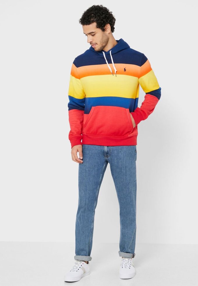 Monivärinen miesten Ralph Lauren Color Block -huppari