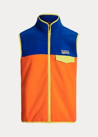 Monivärinen miesten Ralph Lauren -värinen harjattu fleece-liivi