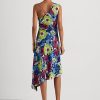 Monivärinen naisten Ralph Lauren kukkainen Georgette yhden olkapäämekko Monivärinen naisten Ralph Lauren kukkainen Georgette yhden olkapäämekko