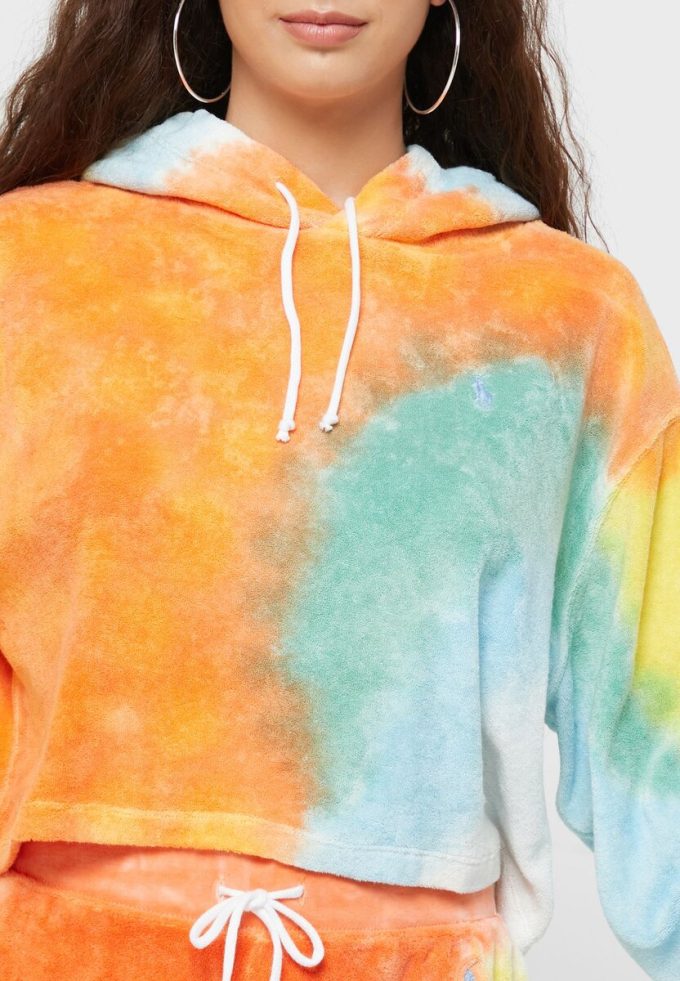 Monivärinen naisten Ralph Lauren Pullover -neulottu huppari Monivärinen naisten Ralph Lauren Pullover -neulottu huppari
