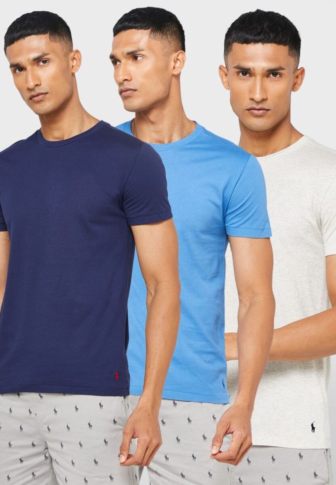 Moniväriset miesten Ralph Lauren 3 Pack Assorted Crew Neck T-paidat