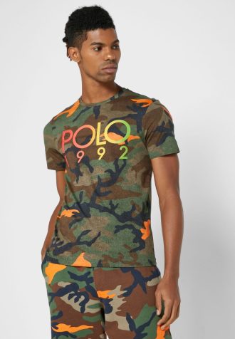 Moniväriset miesten Ralph Lauren Camo Crew Neck T-paidat