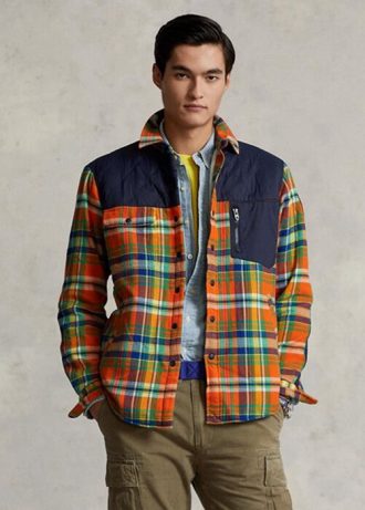 Moniväriset miesten Ralph Lauren Plaid Flanelli Hybrid Overshirt paidat