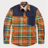 Moniväriset miesten Ralph Lauren Plaid Flanelli Hybrid Overshirt paidat Moniväriset miesten Ralph Lauren Plaid Flanelli Hybrid Overshirt paidat