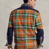 Moniväriset miesten Ralph Lauren Plaid Flanelli Hybrid Overshirt paidat Moniväriset miesten Ralph Lauren Plaid Flanelli Hybrid Overshirt paidat