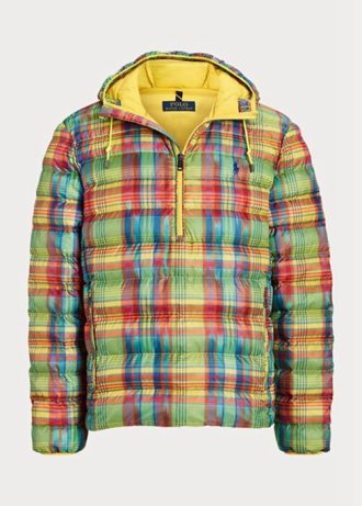Moniväriset miesten Ralph Lauren Plaid -pakattavat vettä hylkivät takit