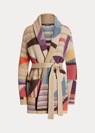 Moniväriset naisten Ralph Lauren Geo-Motif -huivi pellavasekoituspuserot Moniväriset naisten Ralph Lauren Geo-Motif -huivi pellavasekoituspuserot