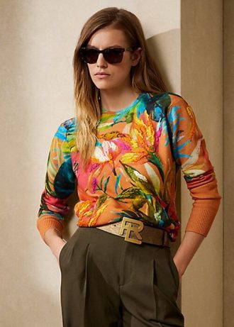 Moniväriset naisten Ralph Lauren Graphic Crewneck -neulepuserot Moniväriset naisten Ralph Lauren Graphic Crewneck -neulepuserot