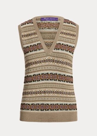 Moniväriset naisten Ralph Lauren koristellut Fair Isle -neulepuserot