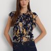 Moniväriset naisten Ralph Lauren kukkaiset Georgette-hihattomat paidat