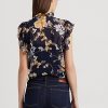Moniväriset naisten Ralph Lauren kukkaiset Georgette-hihattomat paidat