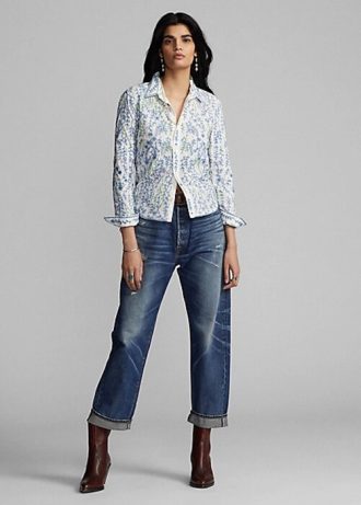 Moniväriset naisten Ralph Lauren kukkakirjailoidut puuvillapuseropaidat Moniväriset naisten Ralph Lauren kukkakirjailoidut puuvillapuseropaidat