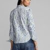 Moniväriset naisten Ralph Lauren kukkakirjailoidut puuvillapuseropaidat
