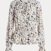 Moniväriset naisten Ralph Lauren kukkapaita, solmiopäällinen Peplum Topit Moniväriset naisten Ralph Lauren kukkapaita, solmiopäällinen Peplum Topit