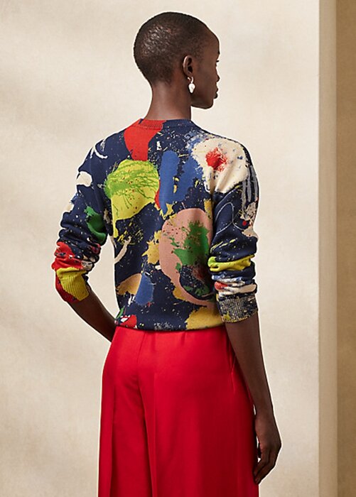Moniväriset naisten Ralph Lauren Print -puuvillapuserot Moniväriset naisten Ralph Lauren Print -puuvillapuserot