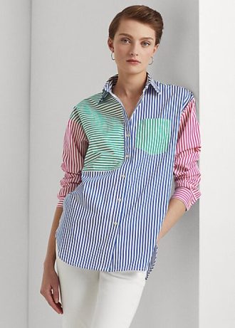 Moniväriset naisten Ralph Lauren Striped Cotton Broadcloth -paidat Moniväriset naisten Ralph Lauren Striped Cotton Broadcloth -paidat