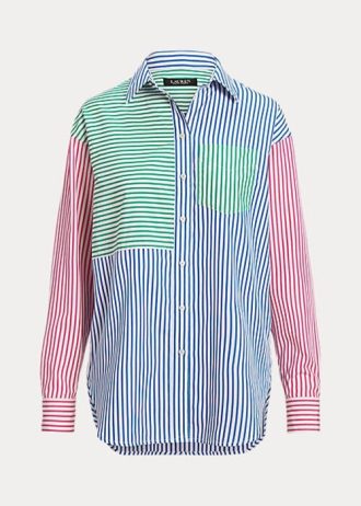 Moniväriset naisten Ralph Lauren Striped Cotton Broadcloth -paidat Moniväriset naisten Ralph Lauren Striped Cotton Broadcloth -paidat