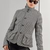 Musta/kermanvärinen naisten Ralph Lauren Cartwright Houndstooth villasekoitetut takit Musta/kermanvärinen naisten Ralph Lauren Cartwright Houndstooth villasekoitetut takit