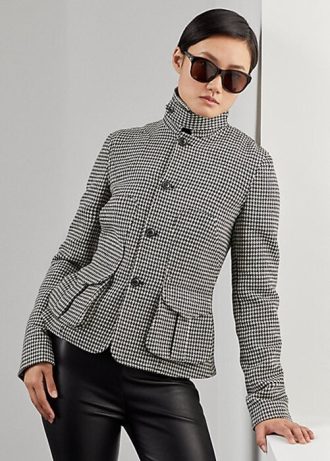 Musta/kermanvärinen naisten Ralph Lauren Cartwright Houndstooth villasekoitetut takit Musta/kermanvärinen naisten Ralph Lauren Cartwright Houndstooth villasekoitetut takit