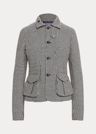 Musta/kermanvärinen naisten Ralph Lauren Cartwright Houndstooth villasekoitetut takit Musta/kermanvärinen naisten Ralph Lauren Cartwright Houndstooth villasekoitetut takit