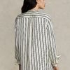 Musta / kermanvärinen Naisten Ralph Lauren Oversize raidalliset satiinipaidat Musta / kermanvärinen Naisten Ralph Lauren Oversize raidalliset satiinipaidat