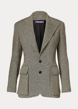 Musta / kermanvärinen naisten Ralph Lauren The Tweed -takit Musta / kermanvärinen naisten Ralph Lauren The Tweed -takit