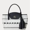 Musta/Lumivalkoinen Naisten Ralph Lauren Geo-Motif Kudotut nahka Suuret Perri Kangaskassit Musta/Lumivalkoinen Naisten Ralph Lauren Geo-Motif Kudotut nahka Suuret Perri Kangaskassit