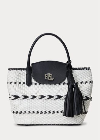 Musta/Lumivalkoinen Naisten Ralph Lauren Geo-Motif Kudotut nahka Suuret Perri Kangaskassit