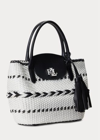 Musta/Lumivalkoinen Naisten Ralph Lauren Geo-Motif Kudotut nahka Suuret Perri Kangaskassit