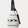 Musta/Lumivalkoinen Naisten Ralph Lauren Geo-Motif Kudotut nahka Suuret Perri Kangaskassit Musta/Lumivalkoinen Naisten Ralph Lauren Geo-Motif Kudotut nahka Suuret Perri Kangaskassit