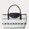 Musta/Lumivalkoinen Naisten Ralph Lauren Geo-Motif Kudotut nahka Suuret Perri Kangaskassit Musta/Lumivalkoinen Naisten Ralph Lauren Geo-Motif Kudotut nahka Suuret Perri Kangaskassit